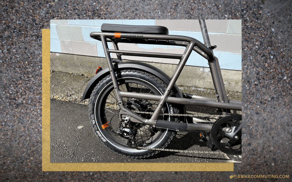 A close-up of Rad Power Bikes' RadRunner 3 Plus bench seat