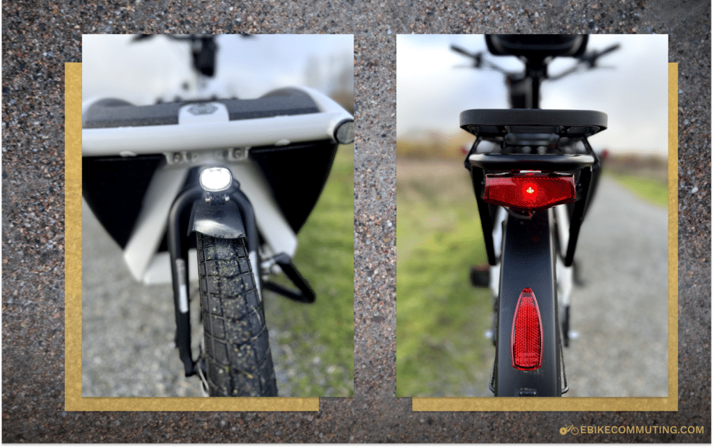 the integrated front and rear lights of the Urban Arrow Family